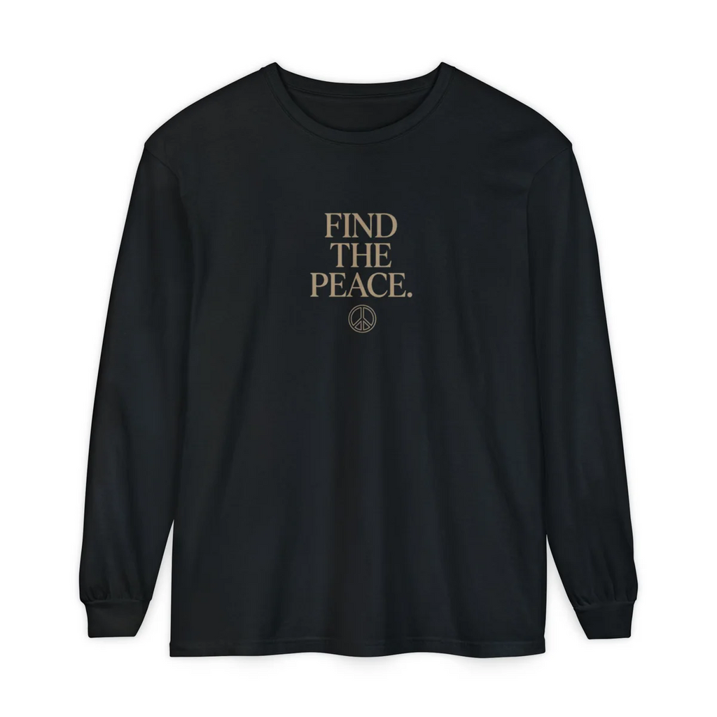 Find The Peace Long Sleeve Tee  Minimal Peace Sign Graphic