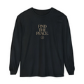Find The Peace Long Sleeve Tee  Minimal Peace Sign Graphic