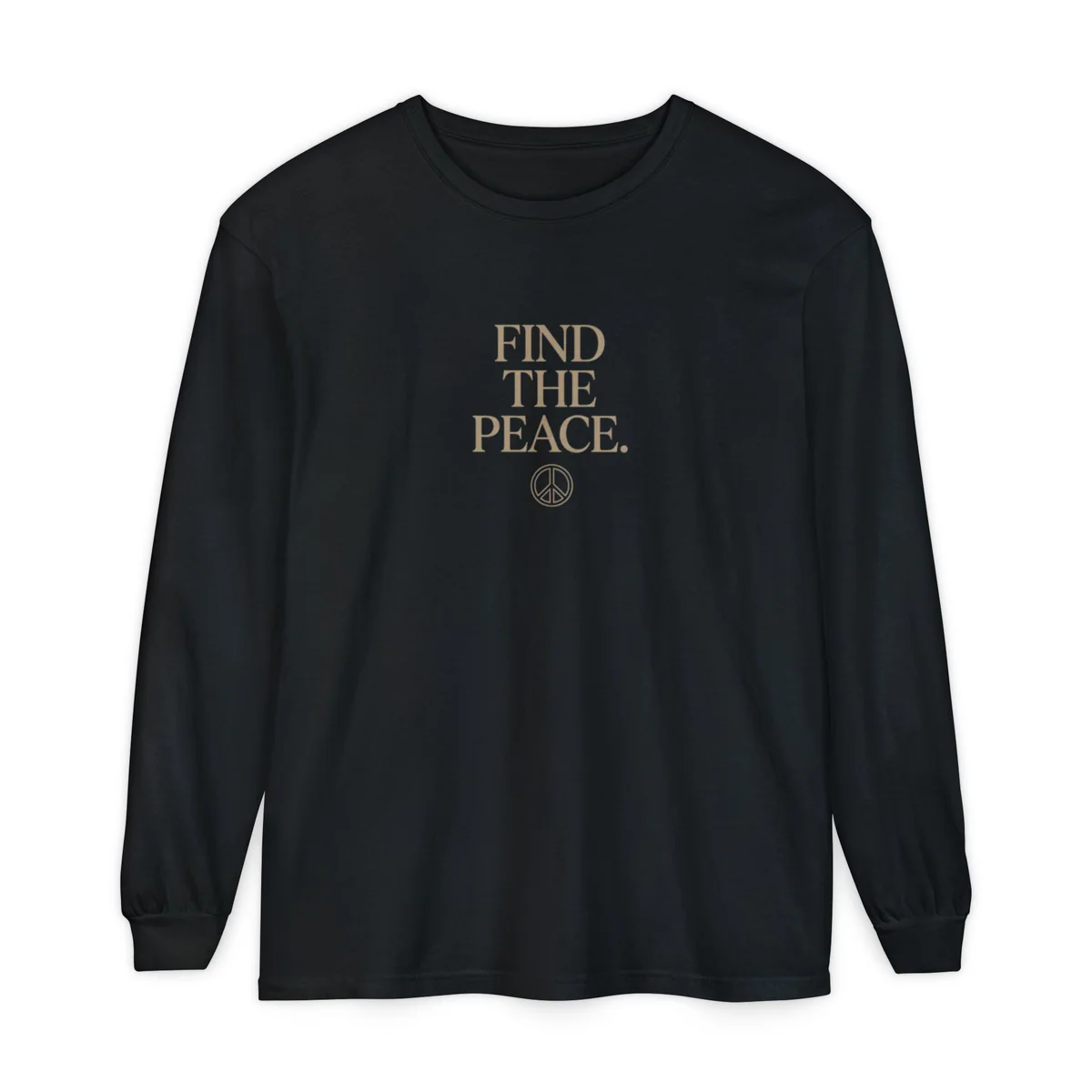 Find The Peace Long Sleeve Tee  Minimal Peace Sign Graphic